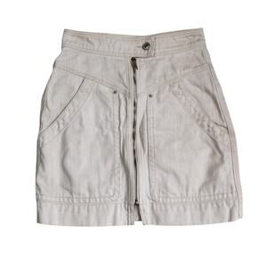 Isabel Marant Etoile Mini Denim Skirt Women 34 XS Beige Zip Utility Pockets